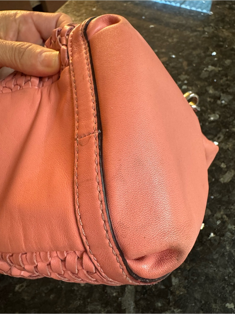 Coach Madison(Maggie) woven Leather Tote/Satchel - Coral Pink - Picture 9 of 16